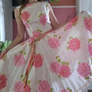 Vintage 60s Floral Sleeveless Dress